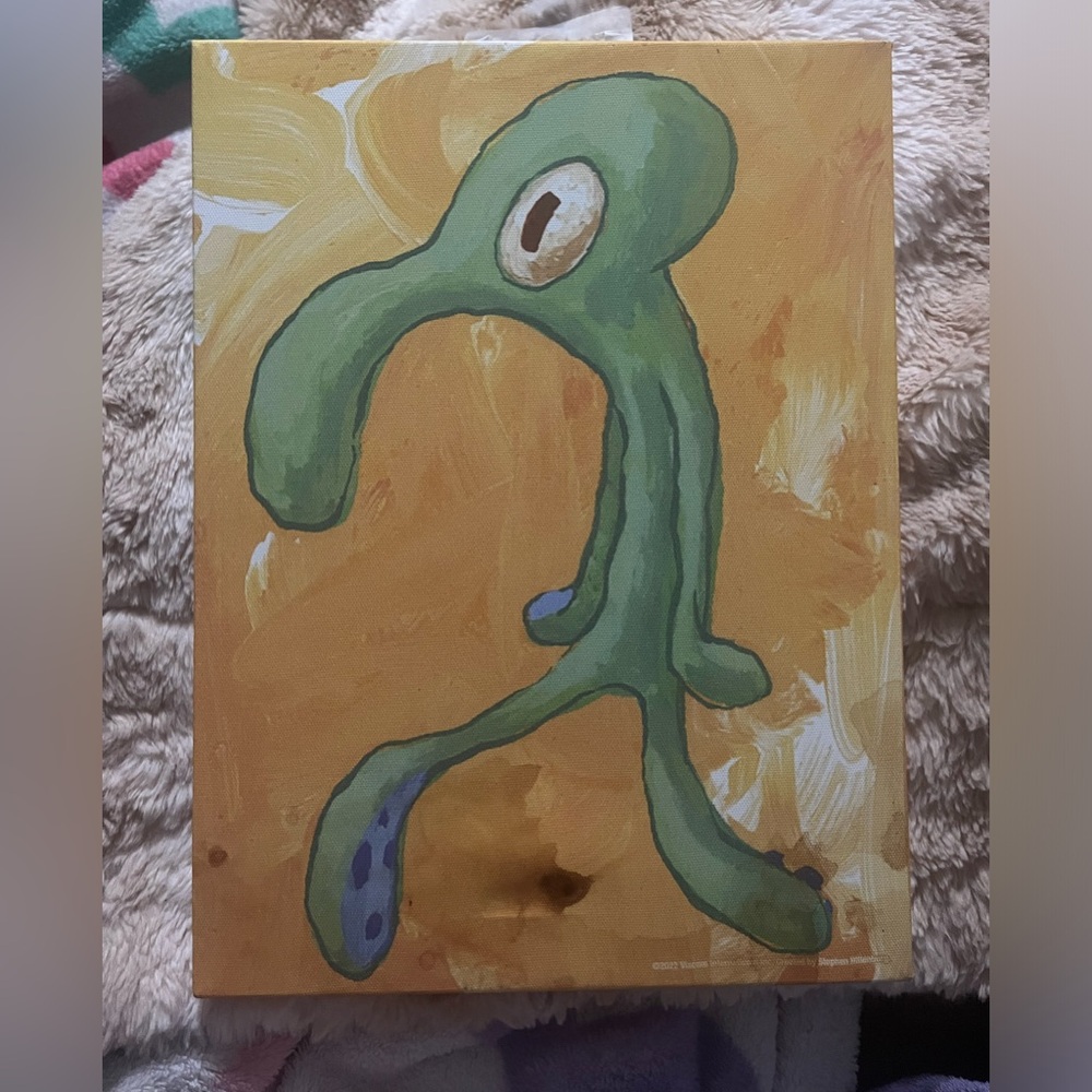 SPONGEBOB DECOR- funny squidward painting canvas (7.5 x 10 canvas)